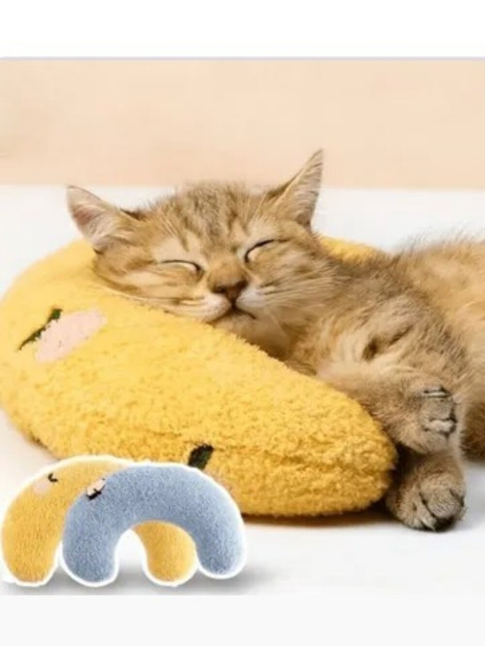 Plush Yellow Banana Cat/Dog Pillow - Soft Pet Neck & Cuddle Toy
